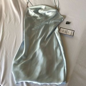 Jump Apparel Satin Cowl Neck Slip Dress blue